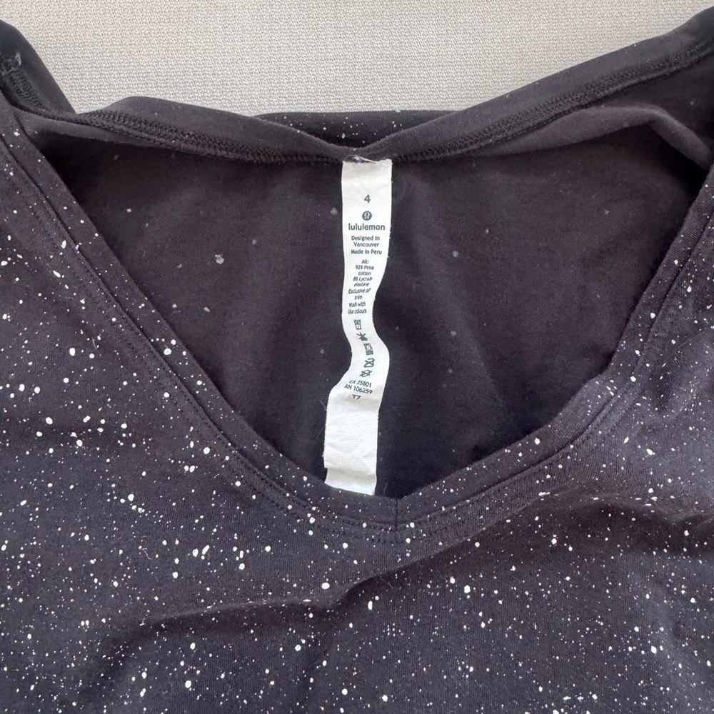 Lululemon athletica Back in Action Speckled Black Long Sleeve Top Women Size 4 - Picture 3 of 4